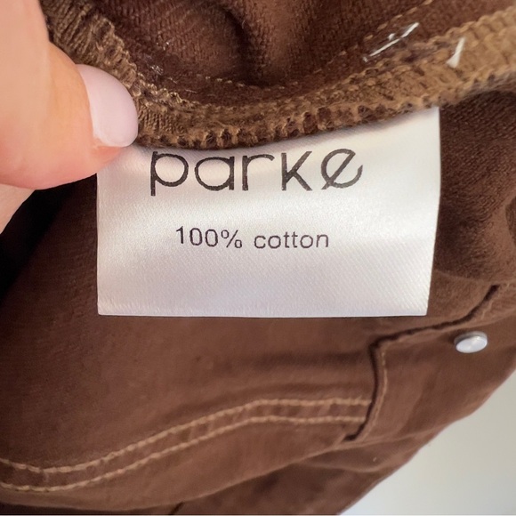 New PARKE Oversized Denim Jacket in Brown - Picture 11 of 12